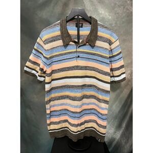Scotch & Soda Amsterdam Men's Size XL Striped Knit Polo Shirt Organic Cotton